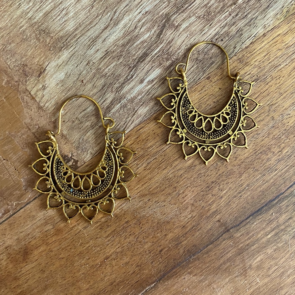California Gypsy Bohemian Lotus Flower Earrings